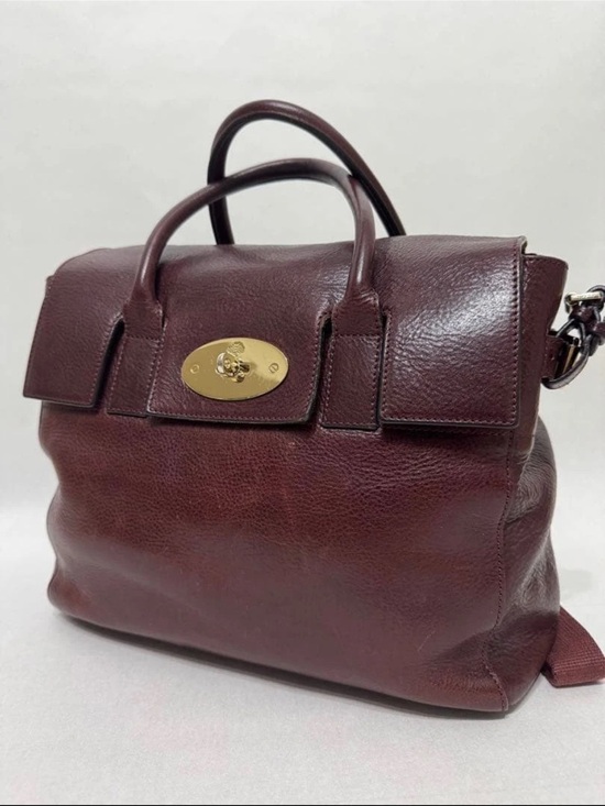 Mulberry Handbags - Mulberry Burgundy Leather Top-Handle Briefcase with Gold Hardware